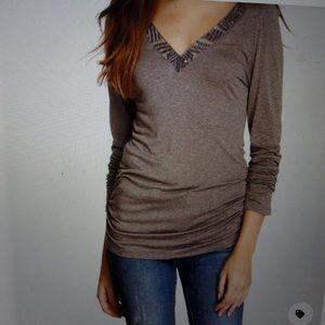 New Velvet by Graham & Spencer embellished v neck top m